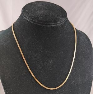 14K Yellow Gold Fancy Box Link Necklace 18" Long